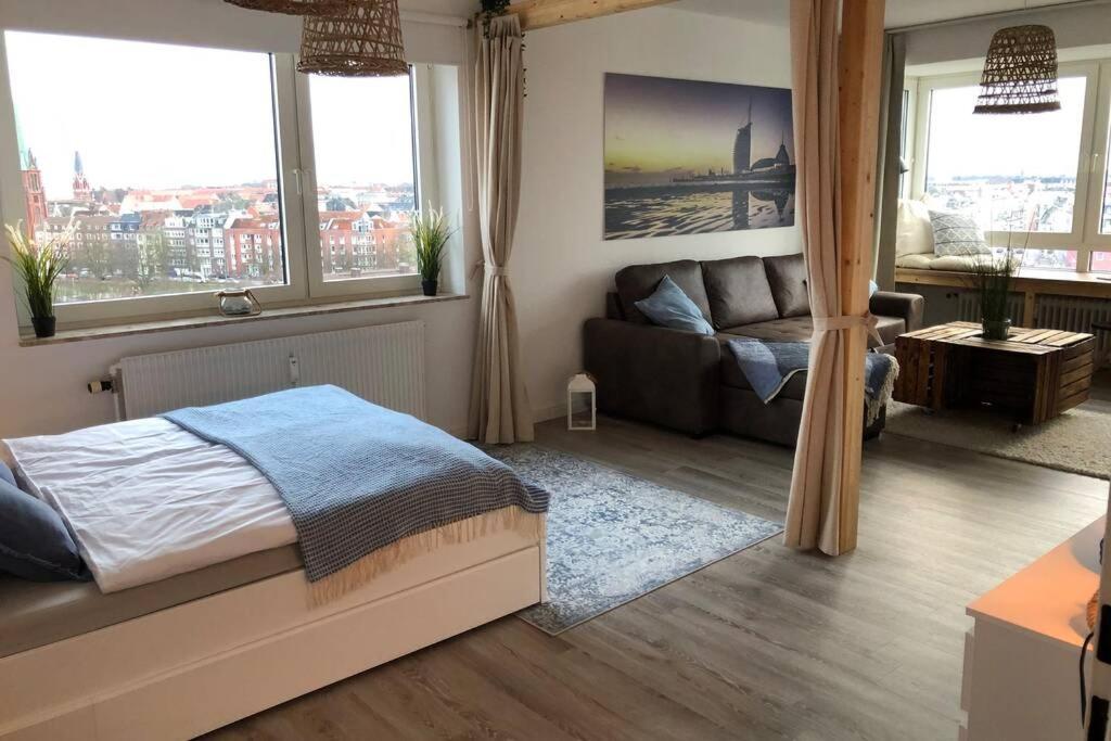 Yachtpanorama Weser Und Yachthafenblick 1 Zi 7Og 不来梅港 外观 照片